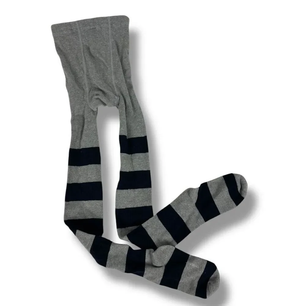 Crewcuts Girls Footed Tights size M-L Gray Navy Striped